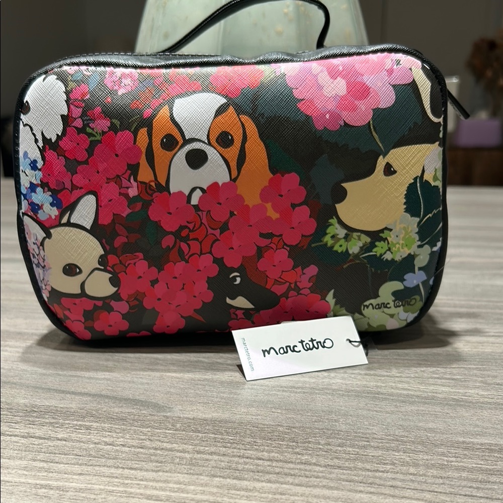 Marc Tetro Floral Dog Print Makeup/Travel Case